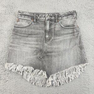 Free People We the Free Bailey High Rise Frayed Hem Denim Mini Skirt Size 26